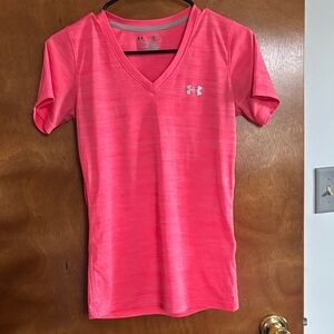 Under Armour Women's Bright Pink V-Neck Tee
